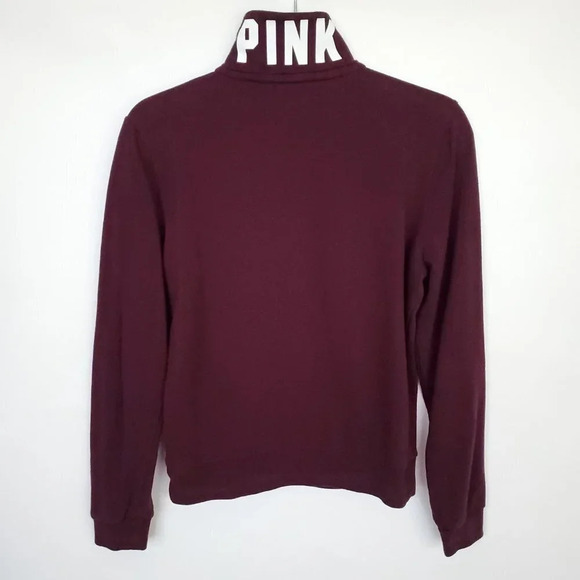 Pink Victoria's Secret Sweatshirt Small Burgundy Quarter Zip Cowl Neck Pullover - Picture 10 of 12